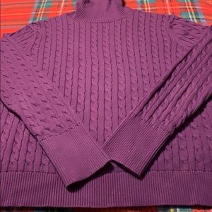 Lands’ End purple longsleeve cable tneck-10/12P